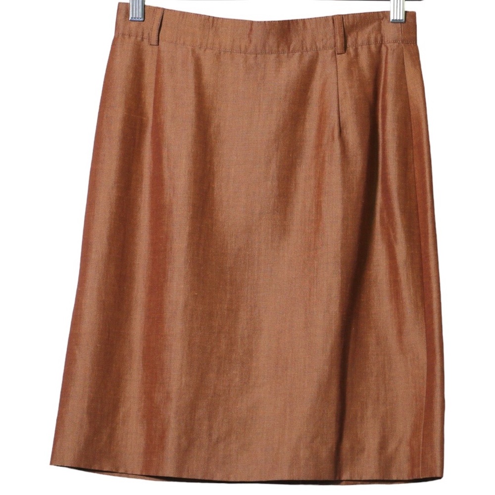 Vintage Pencil Skirt wool linen blend bronze brown women’s size 8